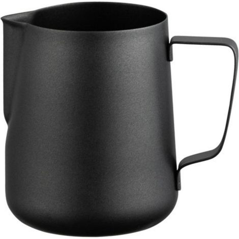 Melkkannetje - Acero Inoxidable 350 ml - Para Espumar Leche y Hacer Cappuccino Latte - Marcaciones Barista - Negro (1/5)