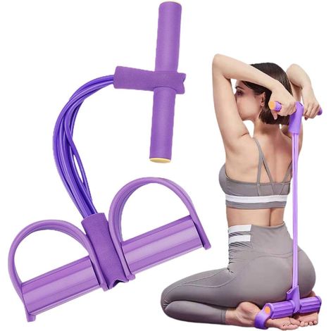 Bande de Résistance Fitness 6 Tubes avec Pédale et Poignées - Kit Élastique Latex pour Musculation à Domicile, Yoga et Renforcement des Bras, Jambes et Abdos (1/5)