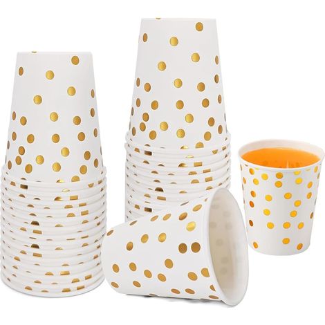 Gobelets en papier jetables 250ml, 25 gobelets en papier biodégradables, idéal pour les fêtes, fêtes d'anniversaire d'enfants, anniversaires, mariages, fêtes, activités de plein air, Noël (1/5)