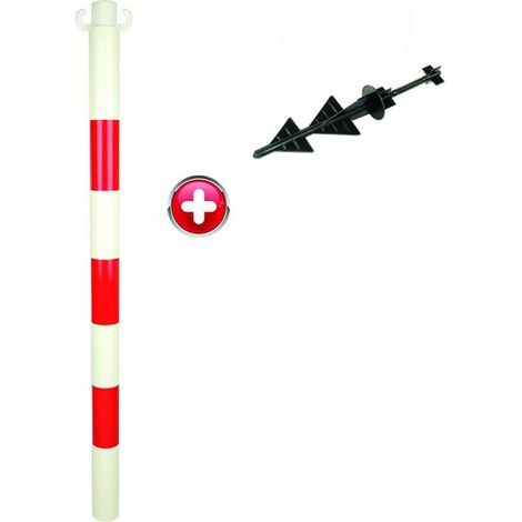 Poteau PVC Rouge/Blanc avec pointe - 2000031