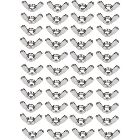 50 x 304 jeu d'écrous à oreilles en acier inoxydable M6 (1/4 pouce) écrou papillon matériel de fixation à torsion à la main