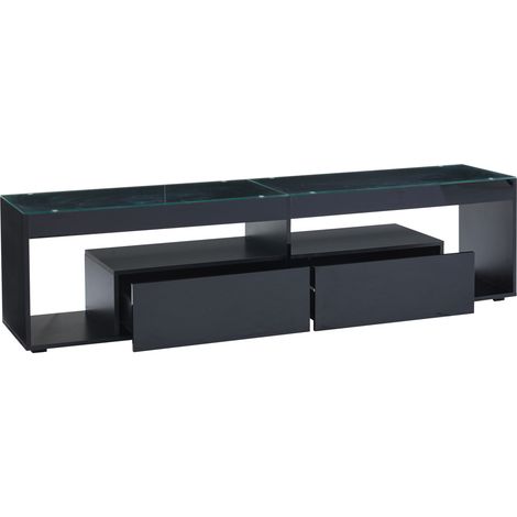 Mueble TV LED negro brillante para 70 pulgadas con 2 cajones 180 x 40 x 46 cm (1/5)