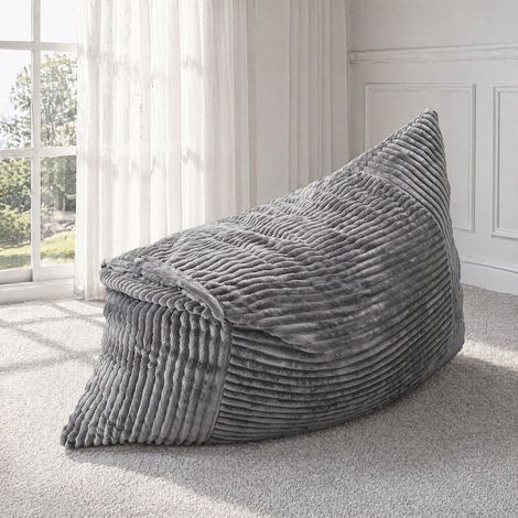 Poltrona pouf convertibile XXL 180 x 125 cm in tessuto grigio DESVIAE (1/5)