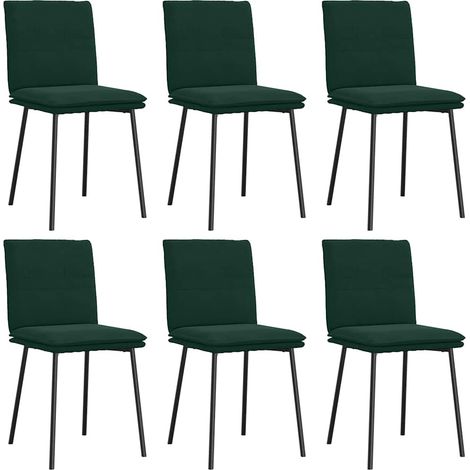 Chaises à manger Chaise de cuisine lot de 6 vert foncé velours (1/5)