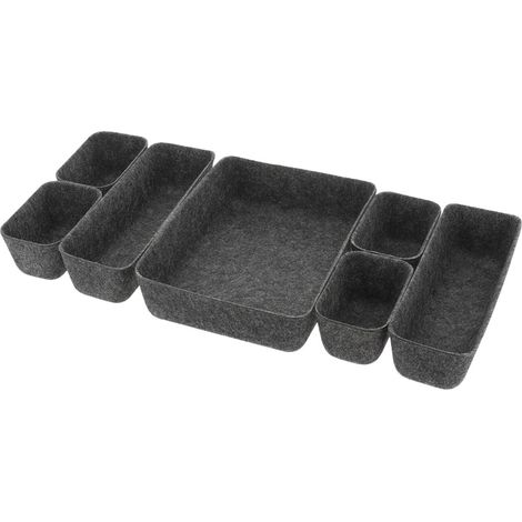 Organizzatore per cassetti in feltro con 7 cestini portaoggetti - grigio antracite - Tendance (1/5)