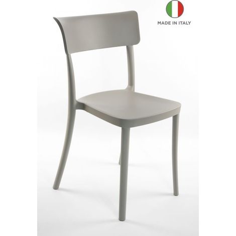 Sedia in Polipropilene Colorato da Esterno e Interno Impilabile SARETINA - 9 colori Colore Tortora, Opzioni 1° scelta (1/5)