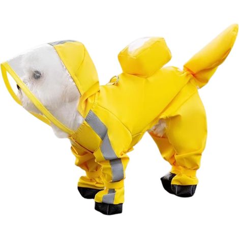 Ensemble d’imperméable et de chaussures de pluie pour petit chien, veste réfléchissante à couverture totale avec anneau D, imperméable pour chien avec bottines de pluie, pour chiot et petits chiens, j