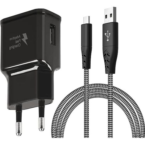 Chargeur Secteur USB Type C avec Câble de Charge en 2M Nylon - pour S8, S8 Plus, S9, S10, S10 Plus, S10e 5G, S20, S21, S22, A50, A51, A40, A30, A20e, Z Flip3, Fold2 (1/5)