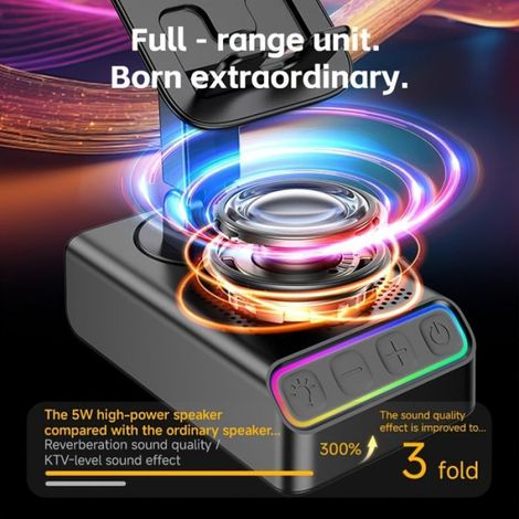 Support Enceinte Bluetooth avec Détection Intégrée, Lumière RGB, 5W Son Puissant, 3000mAh, pour Bureau et Fête (1/5)