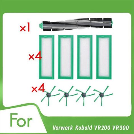 9 Pièces pour Vorwerk Kobold VR200 VR300 Aspirateur, Accessoires, Rouleau, Brosse Latérale, Filtre HEPA, Accessoires Ultra Durables (1/4)