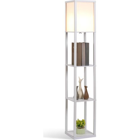 3-Tier Floor Lamp-Floor Light with Storage Shelf-Reading Standing Lamp with Acrylic Shade for Living Room-Bedroom-Kitchen-Dining Room-Office-Dorm-160cm-White (1/5)