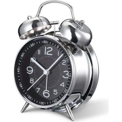 This 10cm silent quartz retro alarm clock is designed for adults seeking a deep sleep. With no ticking, it features a backlight, two alarms, and anal hands. (1/3)