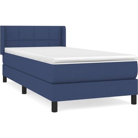 Cadre de lit en tissu, matelas inclus, bleu, 80 x 200 cm (1/5)