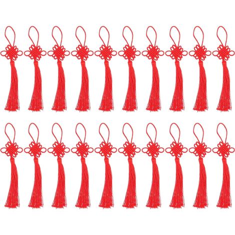 Pendentif Nœud Chinois Rouge à Pampille, Lot de 10 Pièces Polyester, Forme Symétrique Traditionnelle, pour Porte et Fenêtre, Décor Suspendu pour Téléphone ou Paquet (1/5)