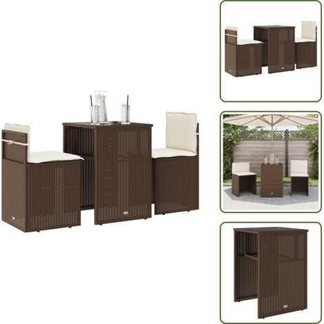 Cuscini da seduta - vidaXL Set Bistrò 3 pz con Cuscini Marrone in Polyrattan - Rattan PE