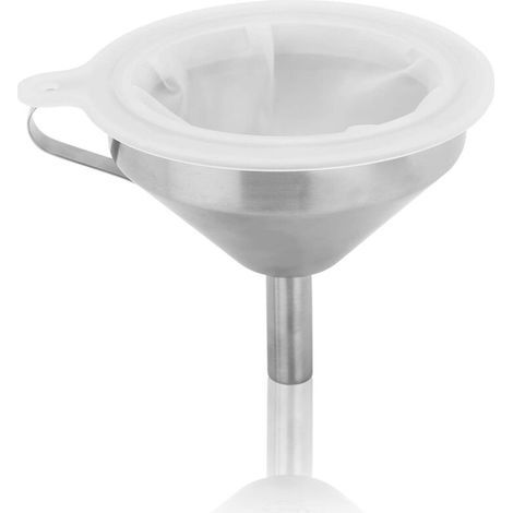Entonnoir de cuisine en acier inoxydable de 12,7 cm de qualité alimentaire avec filtre amovible de 200 mailles et entonnoir de passoire à poignée pour huiles, jus, vin, café, thé, lait, confiture. (1/5)