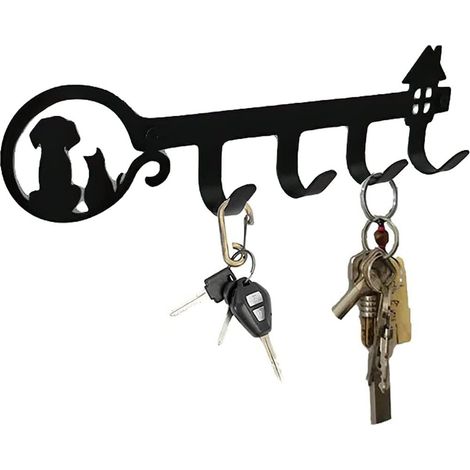 Dekorativer, wandmontierter Schlüsselhalter aus Metall mit schmiedeeisernem Haken, Schlüsselorganizer, für Wand, Tür, Schlafzimmer, Küche, schwarzer Wandhaken