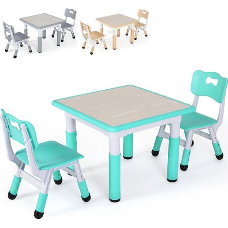Table et chaises pour enfants – 1 table 2 chaises – Meuble pratique pour manger, étudier et jouer Turquoise (1/5)