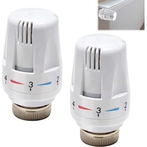 2 Têtes Thermostatiques Radiateur, Vanne Thermostatiques Radiateur avec Réglage Zéro M30 X 1,5, Thermostat Radiateurs, Robinet Thermostatique radiateurs, Tête Vanne Thermostatique pour Bureau Maison (1/5)