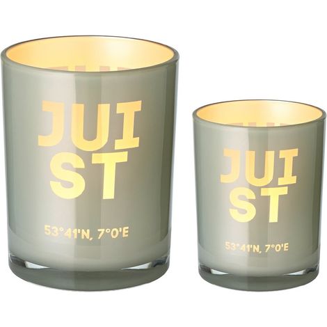 Lot de 2 photophores gris motif , bougeoirs pour chauffe-plat H8 et 12,5 cm - PANGIVO (1/3)