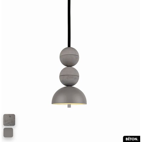 Lampe de suspension en béton - BOSFOR CONCRETE GRIS 2 BALLES LED 14W (1/3)
