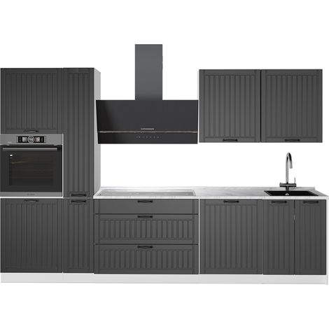 Cucina componibile Fame-Line, Grigio scuro/Bianco, 310 cm senza piano di lavoro, Vicco (1/5)