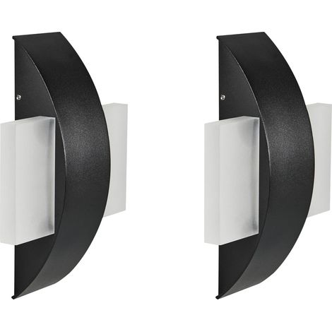 Set di 2 applique da esterno a LED rotonde per illuminazione d'accento, IP54, alluminio nero Lossie (1/5)