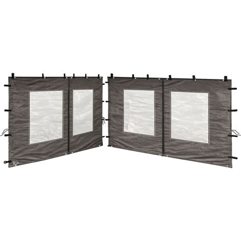 2 Seitenteile aus Polyester mit klarsicht Fenster 300/400x195cm für Pavillon 3x4m Seitenwand Anthrazit RAL 7012 wasserdicht