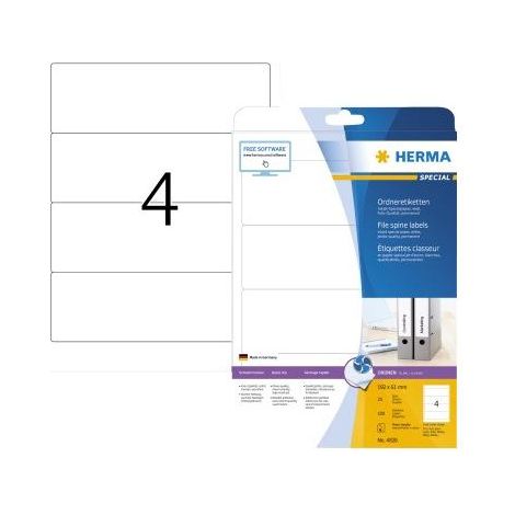 HERMA Inkjet Ordneretik. A4 weiß 192x61 mm Papier 100 St. (4826) (1/4)