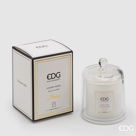 EDG Enzo De Gasperi Candela con Cupola e Scatola Regalo H 12 Cm D 9 Cm White Tea e Ginger
