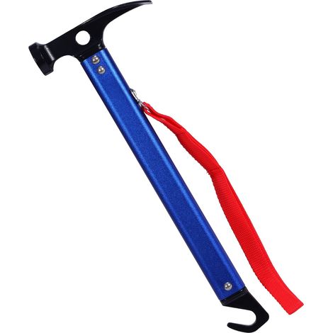 Marteau de camping avec crochet, marteau de camping d'extérieur, marteau multifonctionnel pour piquets de tente (bleu) (1/5)