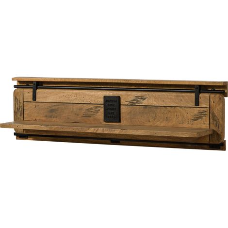 Étagère murale en bois de manguier brun laqué RAILWAY 189