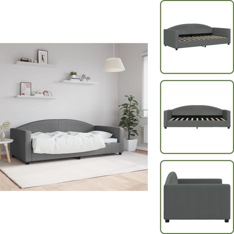 The Living Store Letto da Giorno Grigio Scuro 90x190 cm in Tessuto - Divano letto