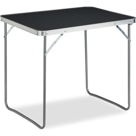 Tavolo da campeggio pieghevole per 4 persone leggero e pratico esterno 120 x 60 x 70 cm in alluminio nero 130008562