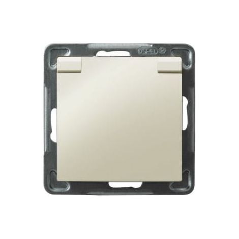 Impresja ecru pt toma de tierra individual 2PZ IP44 tapa color crudo sin marco