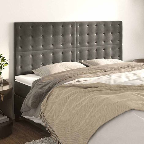 vidaXL Cabecero Terciopelo Gris Oscuro 180x5x118/128 cm (1/5)