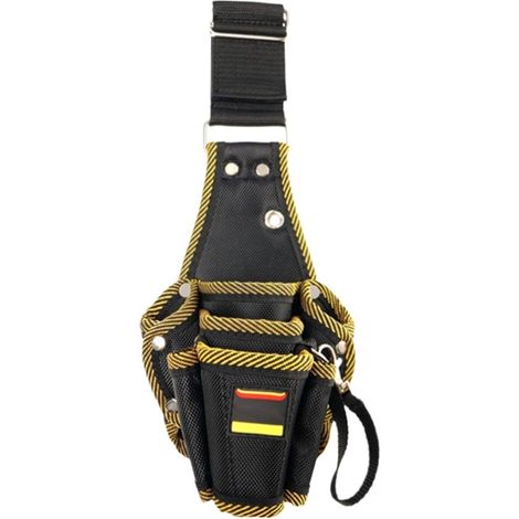 Bolsa de herramientas para electricista - Organizador de almacenamiento - Transporta herramientas - Soporte desmontable - 23,9 x 11,4 cm - Negro (1/5)
