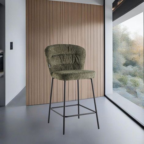 2er Set Cami Hocker in grünem Teddystoff, 55x60x101 cm