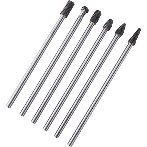 Jeu de 6 fraises rotatives en carbure de tungstène pour aluminium, queue de 6 mm, diamètre de coupe de 10 mm