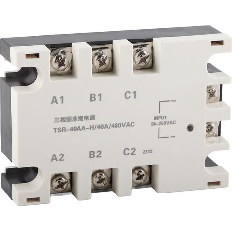 Dreiphasiges 40-A-SSR-Halbleiterrelais, 90–250 V AC Eingang, 24–480 V AC Last, TSR-40AA H (1/5)