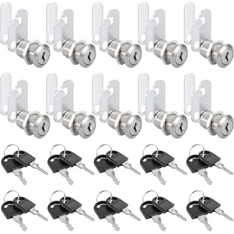 Lot de 10 Serrures Boîte aux Lettres, 25mm Serrure Armoire Metallique, Barillet Boite aux Lettres en Alliage de Zinc avec 20 Clés pour Tiroir, Armoire, Placard, Boîte aux Lettres (1/4)