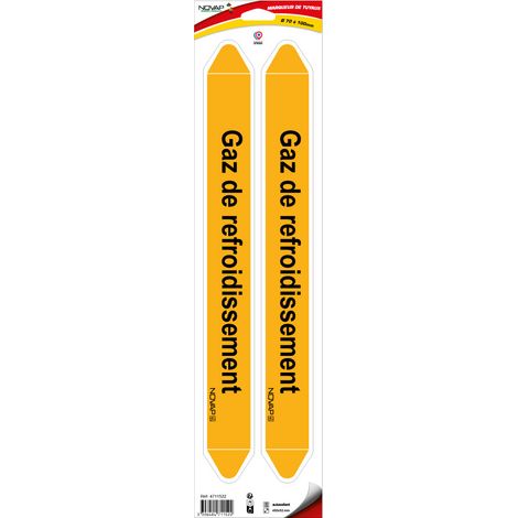 Planche de 2 marqueurs de tuyauterie 450 x 52 mm pour Ø 70 à 100 mm - Gaz de refroidissement - 4711522 (1/2)