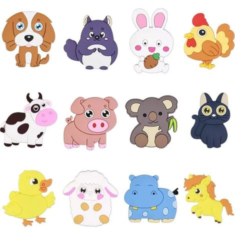 12PCS Aimants Frigo Animaux 3D, mignons et drôles, pour décorer frigos, tableaux magnétiques et casiers scolaires. - M - Multicolore (1/5)