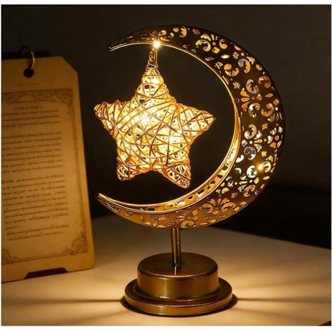 Lampe de table LED en forme de lune, croissant décoratif en fer pour la maison. (1/5)
