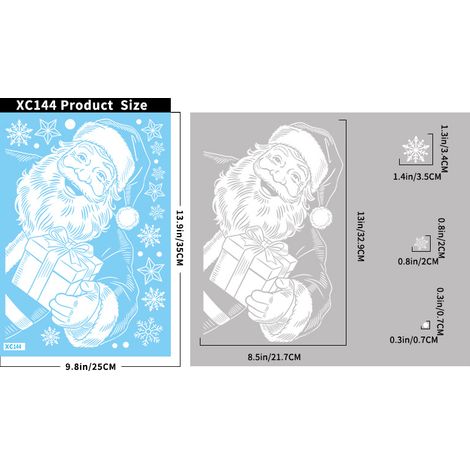 Autocollants de Noël, autocollants blancs pour portes vitrées avec le Père Noël, autocollants statiques flocons de neige et bonhommes de neige, décorations d'hiver pour fenêtres.