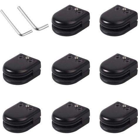 Ineasicer 8pcs Pince de Verre 8-10mm en Acier Inoxydable Porte-Verre Clip en Verre Support en Verre Réglable Connexion Arrière Plate pour Balustrade Salle de Bain Escalier Fenêtre (1/4)