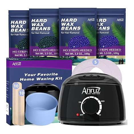Wax Warmer for Hair Removal, Waxing Kit Beads  Wax Spatulas, Silicone Bowl, Wax Warmer Kit for Whole Body, Legs, Face, Eyebrows (1/5)