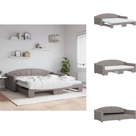 Lit de jour avec gigogne et matelas taupe 100x200 cm tissu - Lit De Jour Avec Lit Gigogne - Lits De Jour Avec Lits Gigognes - Canapé-lit - Lit D'appoint (1/5)