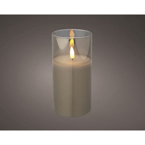 Dekorative LED-Kerze im Glas, grau, 15 cm (1/2)