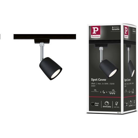 96926 Cover pour spot sur rail Spot simple GU10 max. 10 W, dimmable, 230 V, noir mat, chrome, système de rails libre choix de l'ampoule (1/5)